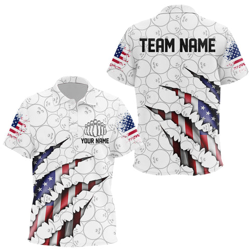 Personalized American Flag US Bowling Team Polo Shirts For Kid Patriotic Bowling Gifts IPHW5523