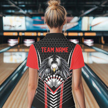 Load image into Gallery viewer, Custom Black And Red Eagle Bowling Jerseys, Bowling Team Women Polo Shirts Bowlers Outfits IPHW8748