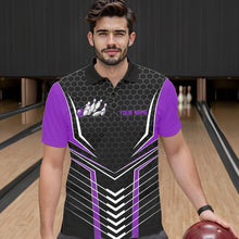 Load image into Gallery viewer, Custom Black And Purple Eagle Bowling Jerseys, Bowling Team Men Polo Shirts Bowlers Outfits IPHW8749