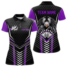 Load image into Gallery viewer, Custom Black And Purple Eagle Bowling Jerseys, Bowling Team Women Polo Shirt Bowlers Outfit IPHW8749