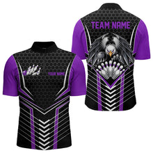 Load image into Gallery viewer, Custom Black And Purple Eagle Bowling Jerseys, Bowling Team Men Quarter-Zip Shirts Bowlers Outfits IPHW8749