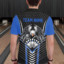 Load image into Gallery viewer, Custom Black And Blue Eagle Bowling Jerseys, Bowling Team Men Polo Shirts Bowlers Outfits IPHW8750