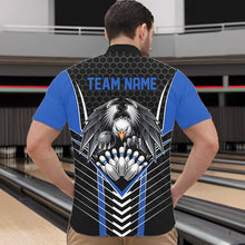 Load image into Gallery viewer, Custom Black And Blue Eagle Bowling Jerseys, Bowling Team Men Quarter-Zip Shirts Bowlers Outfits IPHW8750