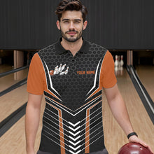 Load image into Gallery viewer, Custom Black And Orange Eagle Bowling Jerseys, Bowling Team Men Polo Shirts Bowlers Outfits IPHW8751
