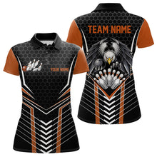 Load image into Gallery viewer, Custom Black And Orange Eagle Bowling Jerseys, Bowling Team Women Polo Shirt Bowlers Outfit IPHW8751