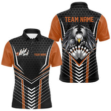 Load image into Gallery viewer, Custom Black And Orange Eagle Bowling Jerseys, Bowling Team Men Polo Shirts Bowlers Outfits IPHW8751