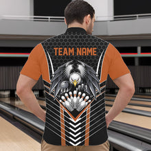 Load image into Gallery viewer, Custom Black And Orange Eagle Bowling Jerseys, Bowling Team Men Quarter-Zip Shirts Bowlers Outfits IPHW8751