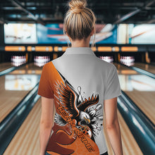 Load image into Gallery viewer, Custom Orange Eagle Bowling Team Women Quarter-Zip Shirt, Bowling Team Shirt Bowlers Outfit IPHW8754