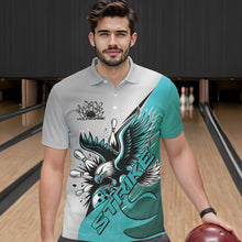 Load image into Gallery viewer, Custom Blue Eagle Bowling Team Men Polo Shirts, Eagle Bowling League Shirt Bowlers Outfit IPHW8755