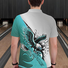 Load image into Gallery viewer, Custom Blue Eagle Bowling Team Men Polo Shirts, Eagle Bowling League Shirt Bowlers Outfit IPHW8755