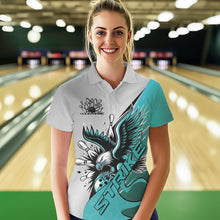 Load image into Gallery viewer, Custom Blue Eagle Bowling Team Women Polo Shirts, Eagle Bowling League Shirt Bowlers Outfit IPHW8755