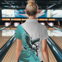 Load image into Gallery viewer, Custom Blue Eagle Bowling Team Women Polo Shirts, Eagle Bowling League Shirt Bowlers Outfit IPHW8755