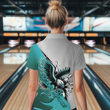 Load image into Gallery viewer, Custom Blue Eagle Bowling Team Women Quarter-Zip Shirt, Bowling Team Shirt Bowlers Outfit IPHW8755