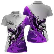 Load image into Gallery viewer, Custom Purple Eagle Bowling Team Women Polo Shirts, Bowling League Shirt Bowlers Outfit IPHW8756
