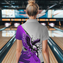 Load image into Gallery viewer, Custom Purple Eagle Bowling Team Women Quarter-Zip Shirt, Bowling Team Shirt Bowlers Outfit IPHW8756