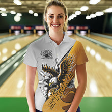Load image into Gallery viewer, Custom Yellow Eagle Bowling Team Women Polo Shirts, Bowling League Shirt Bowlers Outfit IPHW8757