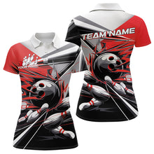 Load image into Gallery viewer, Custom Black And Red Striking Bowling Polo Shirts For Women, Team Uniform Bowlers Outfits IPHW8766