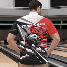 Load image into Gallery viewer, Custom Black And Red Striking Bowling Quarter-Zip Shirts For Men, Team Uniform Bowlers Outfits IPHW8766