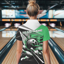Load image into Gallery viewer, Custom Black And Green Striking Bowling Polo Shirts For Women, Team Uniform Bowlers Outfits IPHW8767