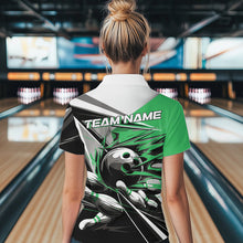 Load image into Gallery viewer, Custom Black And Green Striking Bowling Womens Quarter-Zip Shirts, Team Bowlers Outfits IPHW8767