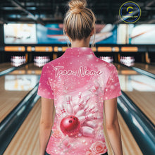 Load image into Gallery viewer, Custom Elegant Pink Butterfly And Roses Women Bowling Quarter-Zip Shirt, Ladies Outfit IPHW11143