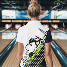 Load image into Gallery viewer, Custom Blue And Green Camo Strike Bowling Quarter-Zip Shirt For Women, Bowling Heartbeat IPHW9249