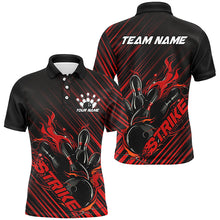 Load image into Gallery viewer, Custom Black And Red Flame Bowling Shirts For Men, Strike Bowling Team Shirts Outfit Bowling IPHW7319