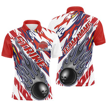 Load image into Gallery viewer, Flame American Flag Custom Unisex Bowling Team Shirts, Patriotic Strike Bowling Outfits IPHW5986