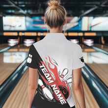 Load image into Gallery viewer, Custom Red Flame Strike Bowling Women Polo Shirts, Team Uniform Bowling League Shirt IPHW8780