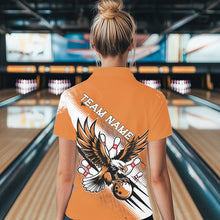 Load image into Gallery viewer, Custom Orange Eagle Bowling Jerseys, Eagle Bowling Women Polo Shirts Team Bowlers Uniform IPHW8787
