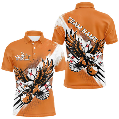 Custom Orange Eagle Bowling Jerseys, Eagle Bowling Men Polo Shirts Team Uniform Bowlers Outfit IPHW8787