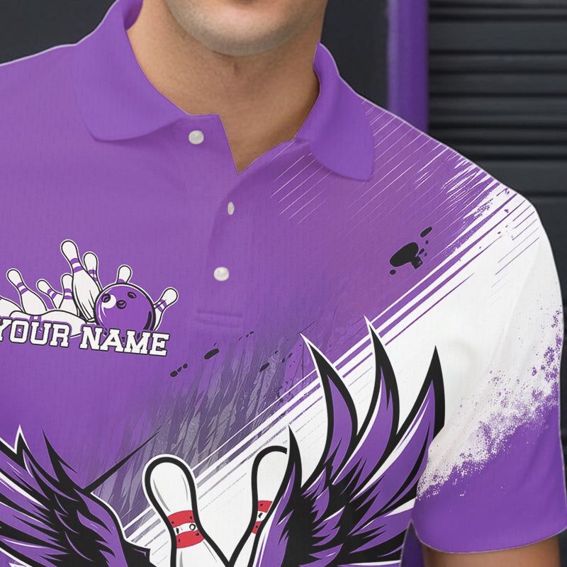 Custom Purple Eagle Bowling Jerseys, Eagle Bowling Men Polo Shirts Team Uniform Bowlers Outfit IPHW8788
