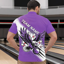 Load image into Gallery viewer, Custom Purple Eagle Bowling Jerseys, Eagle Bowling Men Quarter-Zip Shirts Team Bowlers Uniform IPHW8788
