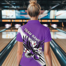 Load image into Gallery viewer, Custom Purple Bowling Jerseys, Eagle Bowling Women Quarter-Zip Shirts Team Bowlers Uniform IPHW8788