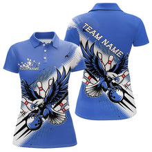 Load image into Gallery viewer, Custom Blue Eagle Bowling Jerseys, Eagle Bowling Women Polo Shirts Team Bowlers Uniform IPHW8789