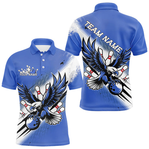 Custom Blue Eagle Bowling Jerseys, Eagle Bowling Men Polo Shirts Team Uniform Bowlers Outfit IPHW8789