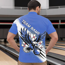 Load image into Gallery viewer, Custom Blue Eagle Bowling Jerseys, Eagle Bowling Men Quarter-Zip Shirts Team Uniform Bowlers Outfit IPHW8789
