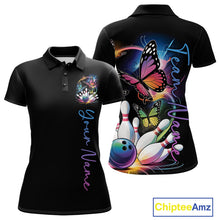Load image into Gallery viewer, Custom Colorful Butterfly Bowling Women Polo Shirts With Team Name, Bowling Uniform IPHW9013
