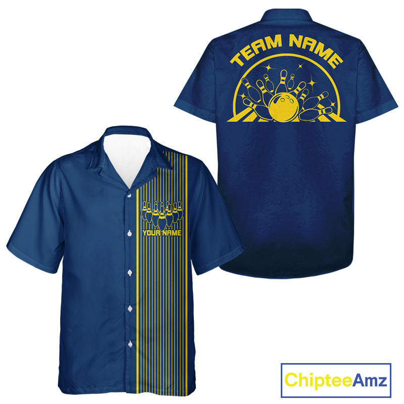 Custom Classic Striped Vintage Bowling Shirt, Retro Bowling Button Up Team Shirt IPHW10075