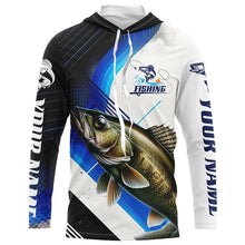 Load image into Gallery viewer, Custom Walleye Fishing Jerseys, Walleye Long Sleeve Tournament Fishing Shirts | Blue IPHW6284