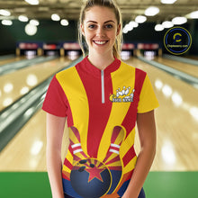 Load image into Gallery viewer, Custom Arizona State Flag Bowling Team Quarter-Zip Shirts For Women, Bowling League Shirt IPHW9266