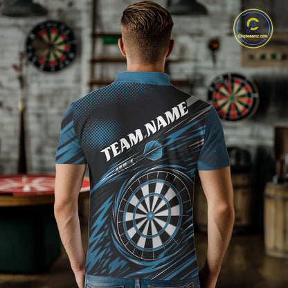 Custom Blue Owl Darts Men Polo Shirts, Dart Flights Darts League Shirt IPHW11733