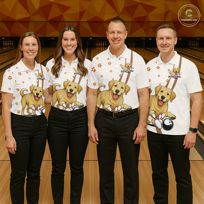 Custom Funny Labrador Retriever Dog Men Bowling Team Shirt, Dog Lovers Bowling Uniform IPHW10208