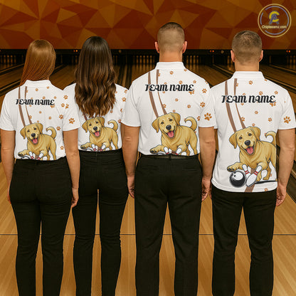 Custom Funny Labrador Retriever Dog Men Bowling Team Shirt, Dog Lovers Bowling Uniform IPHW10208