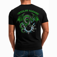 Load image into Gallery viewer, Custom Bowling T-Shirts For Men, Green Dragon Lightning Design For Bowlers IPHW9077