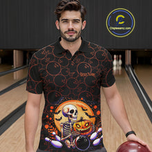 Load image into Gallery viewer, Custom Funny Skeleton Bowling Polo Shirts For Men, Halloween Bowling Team Outfit IPHW9604