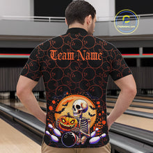 Load image into Gallery viewer, Custom Funny Skeleton Bowling Quarter-Zip Shirts For Men, Halloween Bowling Team Outfit IPHW9604