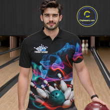 Load image into Gallery viewer, Custom Colorful Smoke Bowling Men Polo Shirts, Bowling League Shirt Bowlers Outfit IPHW9018