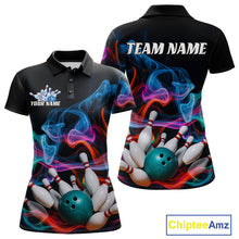 Load image into Gallery viewer, Custom Colorful Smoke Bowling Women Polo Shirts, Bowling League Shirt Bowlers Outfit IPHW9018