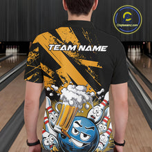 Load image into Gallery viewer, Custom Funny Cool Bowling Ball Bowling And Beer Men Polo Shirts, Grunge Bowling Uniform IPHW9611